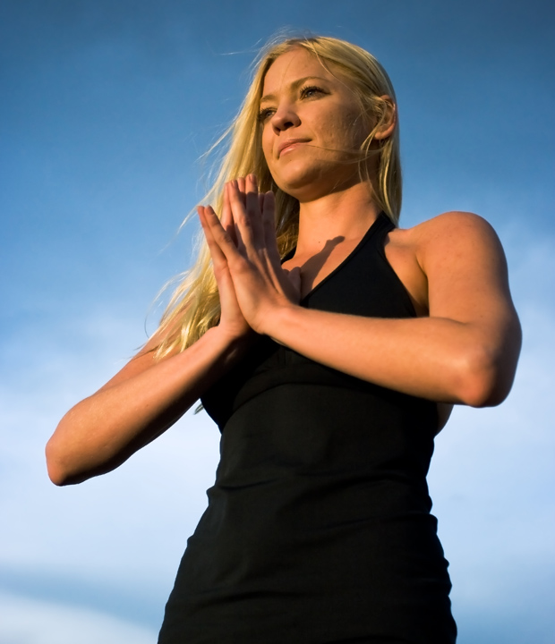 Caucasian woman meditating